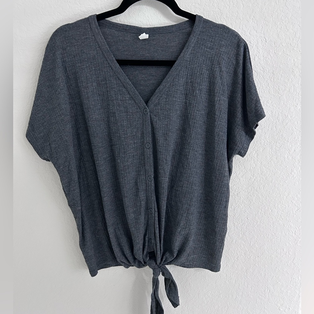 Grey BP tie front shirt
